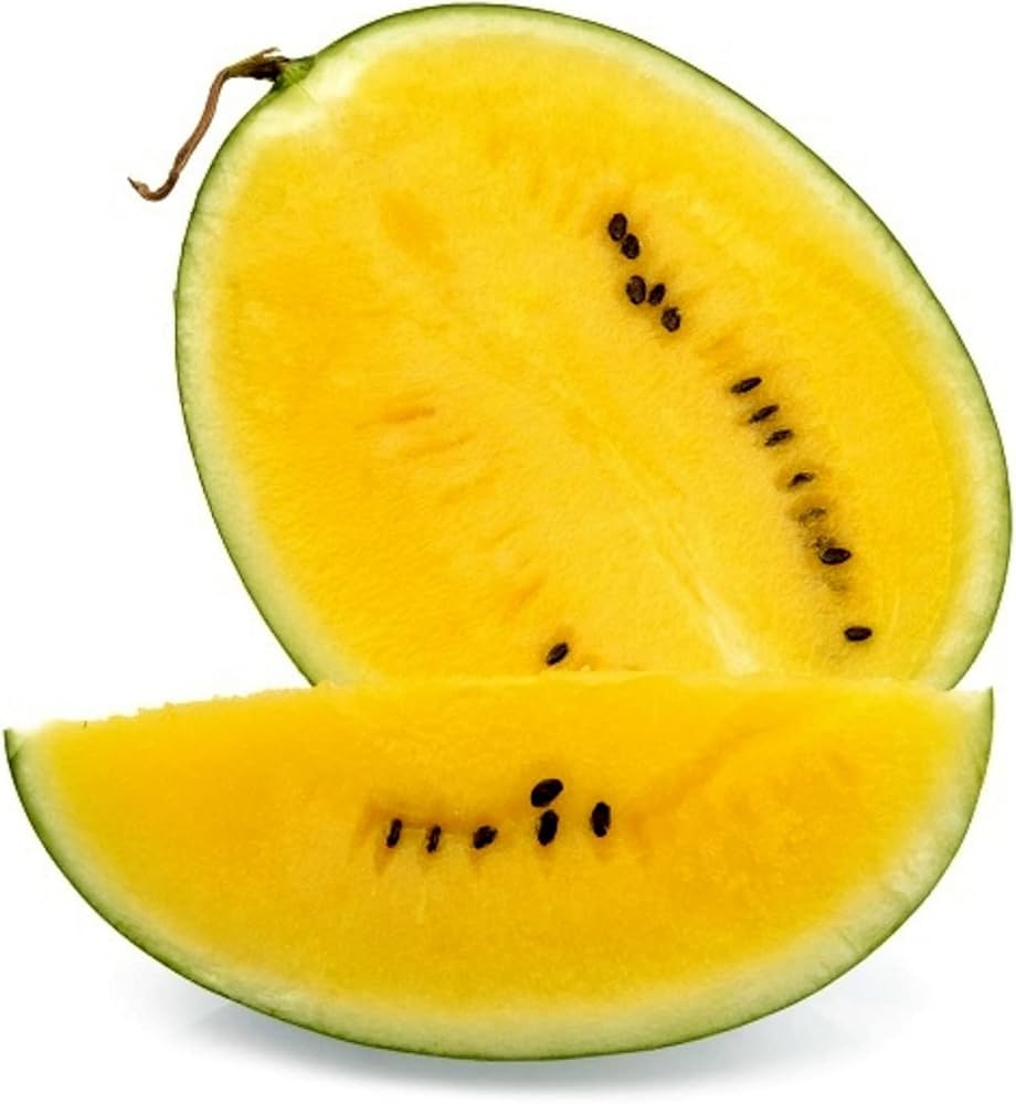 Yellow Watermelon Seeds for sweet, juicy, drought-tolerant melons with bright yellow flesh, perfect for home gardens and summer harvesting